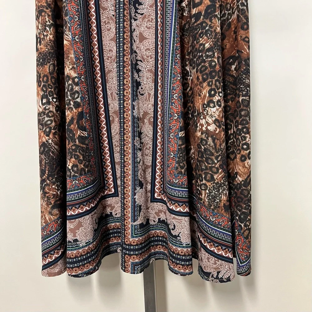 Umgee Women’s MEDIUM Boho Maxi Skirt Elastic Waist Drawstrings Animal Paisley